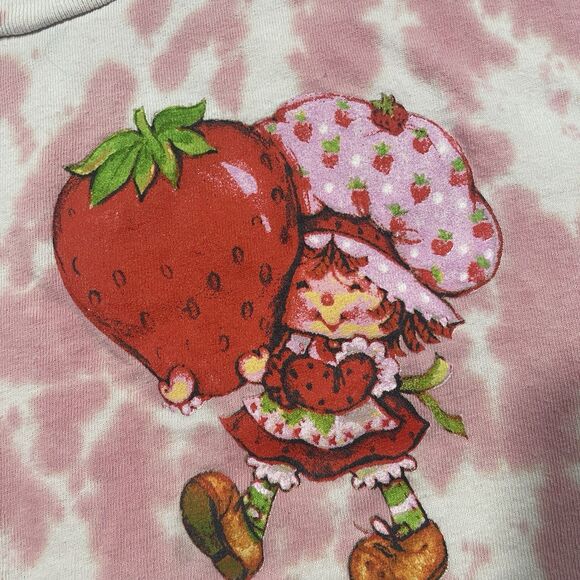 Strawberry Shortcake Graphic Tee Pink Cow Print Top Size Large - Picture 2 of 7